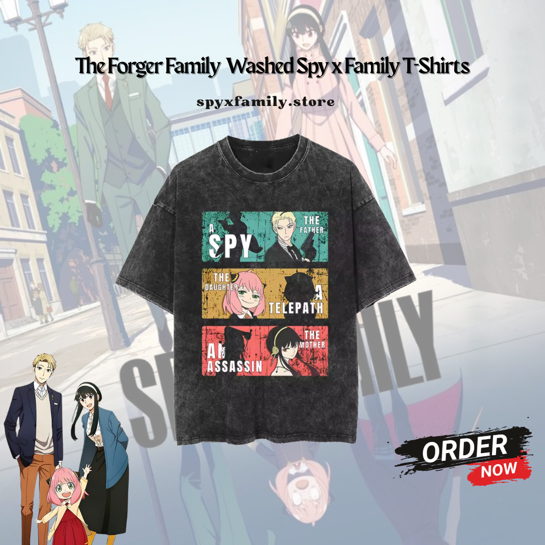 The Forger Family PTTT2504 Washed  Spy x Family T-Shirts
